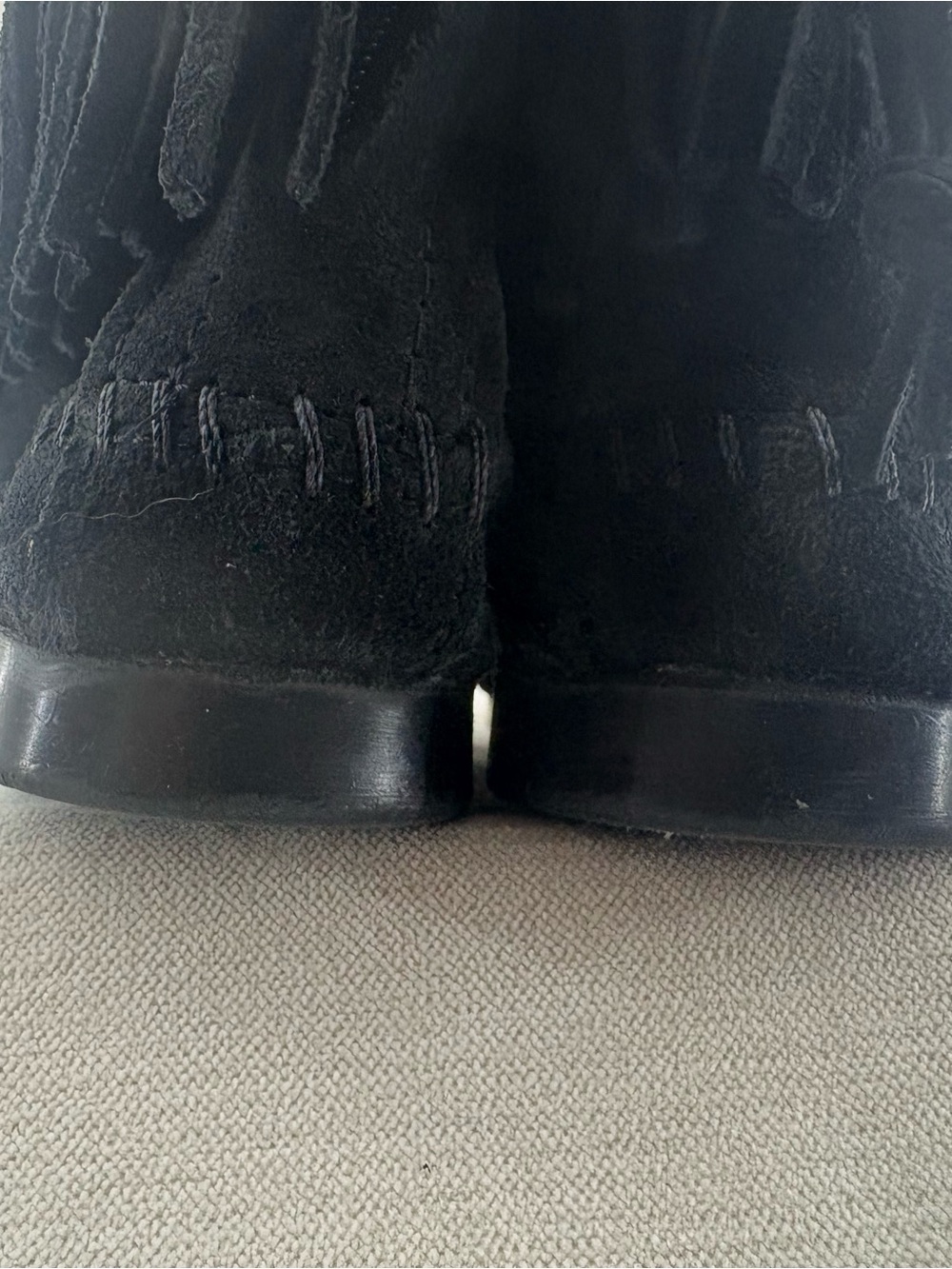 Minnetonka Black Suede Fringe Moccasin ankle Booties women’s 9 NEW - Picture 6 of 9